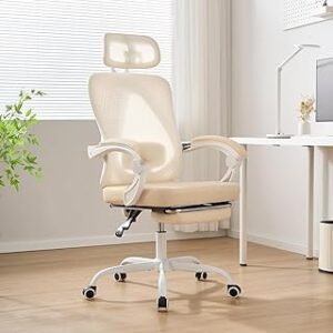 Ergonomic Office Chair with Retractable Footrest, 400LBS Capacity,Synchronized Armrest, Breathable Mesh, Adjustable Lumbar Support