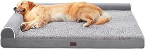 WESTERN HOME Orthopedic Dog Beds Big Large Sized Dog, Pet Sofa Bed with Removable Washable Cover, Egg Foam Support, Bolster Cushion for Comfortable Sleep, Waterproof Lining and Non-Slip Bottom
