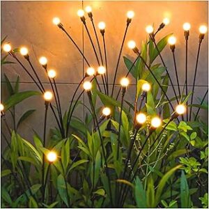TONULAX Solar Garden Lights - New Upgraded Solar Swaying Light, Sway by Wind, Solar Outdoor Lights, Yard Patio Pathway Decoration, High Flexibility Iron Wire & Heavy Bulb Base, Warm White(2 Pack)