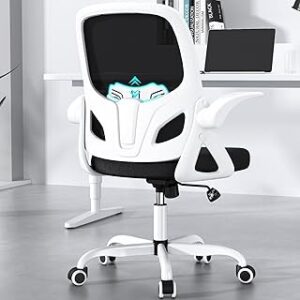 Office Desk Chair with Lumbar Support, Ergonomic Mesh Office Chair with Wheels and Flip-up Armrests, Adjustable Height Swivel Computer Chair for Home and Office, KBGY255