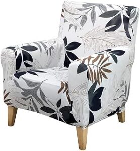 FUANGUI Banquet Armchair Slipcover Printed Chair Covers with Arms Stretch Club Chair Slipcover Soft Armchair Sofa Covers Anti-Slip Furniture Protector for Dogs Pets Home Living Room Decor
