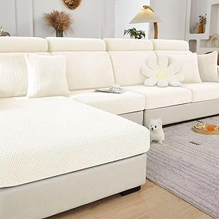 Sectional Couch Covers Couch Cushion Covers for Sectional Sofa L Shape Sofa Covers Washable Universal Stretch Sofa Slipcovers Soft,Anti Slip,Skin-Friendly for Pets (Ivory White,Back Cover L)