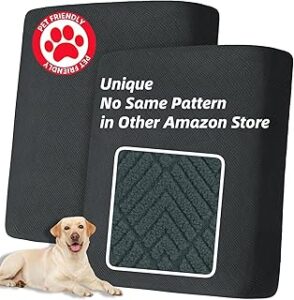 YEMYHOM Stretch Cushion Covers Large Sofa Seat Cushion Slipcovers Soft Couch Cover Replacement Diamond Pattern Furniture Protector with Elastic Bottom (2 Pcs XL Cushion Covers, Diamond Dark Gray)