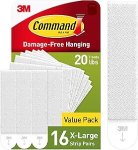 Command 20 lb XL Heavyweight Picture Hanging Strips 16 Pairs (32 Command Strips), Damage-Free Hanging Picture Hangers, Heavy Duty Wall Hanging Strips for Home Decor, White Adhesive Strips