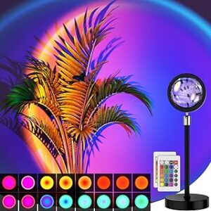 Sunset Lamp Projection Led Lights with Remote, Multicolor Colors Night Light 360° Rotation Rainbow Lights 4 Modes Setting for Photography/Selfie/ Party/Home/Living Room/Bedroom Decor, Gifts for Women