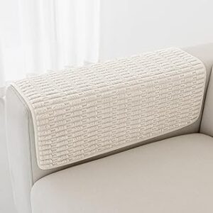Couch Arm Covers Sofa Arm Covers, Arm Chair Covers Set of 2, Non-Slip Chair Arm Covers, Arm Rest Cover for Sofa, Armchair Slipcovers Couch Protector (Cream 24x28 inch)
