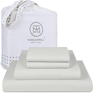 Threadmill Luxury Supima Cotton Sheets, Luxury 1200 Thread Count Soft 100% Cotton Sheets for Queen Size Bed, 4 Pc Light Grey Bed Sheets Queen Set, 5-Star Hotel Quality Deep Pocket Bed Sheets Set