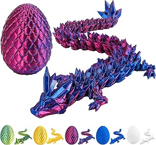 3D Printed Dragon Egg with Dragon Inside,12 Inch 3D Printed Dragon Egg Fidget Toy，Home Office Decor Executive Desk Toys for Autism/ADHD (Laser Purple)
