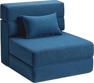 Folding Sofa Bed with Pillow- Convertible Chair Floor Couch & Sleeping Mattress, Foldable Memory Foam Sleeper for Living Room/Dorm/Guest Room/Home Office/Apartment/Loft, Single26, Navy Blue