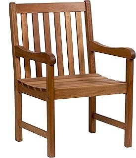 Amazonia Milano 1-Piece Patio Armchair | Eucalyptus Wood | Ideal for Outdoors and Indoors, 23Lx20Wx35H, brown