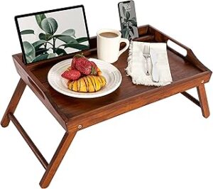 ROSSIE HOME Extra Large Bamboo Bed Tray, Lap Tray, Lap Desk with Phone Holder - Fits up to 17.3 Inch Laptops and Most Tablets - Java - Style No. 78112