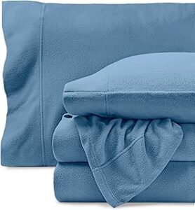 Bare Home Super Soft Fleece Sheet Set - Queen Size - Extra Plush Polar Fleece, No-Pilling Bed Sheets - All Season Cozy Warmth (Queen, Coronet Blue)