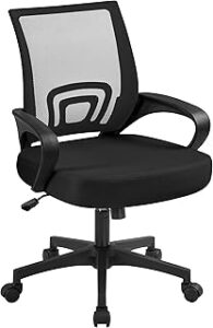 Yaheetech Mid-Back Mesh Office Chair Adjustable Ergonomic Computer Task Chair Swivel Rolling with Lumbar Support Armrest for Home Office Work Study, Black