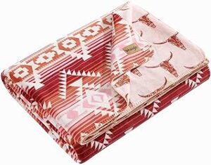 Wrangler - Blanket, Super Soft Reversible Bedding, Yellowstone Inspired, Western Home Essentials for Bed or Couch (Jericho Pink, Full/Queen)