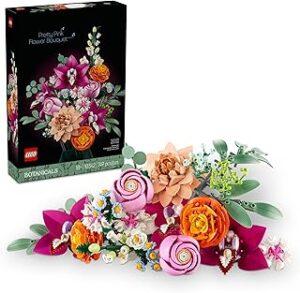 LEGO Botanicals Pretty Pink Flower Bouquet Building Set for Adults - Artificial Flowers for Wedding Decor or Table Display - Gift for Wedding, Bridesmaid - 10342
