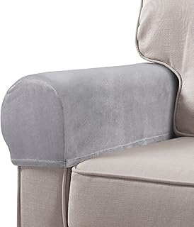 BESPORTBLE 2pcs Chair Arm Protectors Stretch Fabric Armrest Sofa Armrest Cover Armchair Slipcover Protector Elastic Home Office Recliner Couch Loveseat Protective Cloth Grey