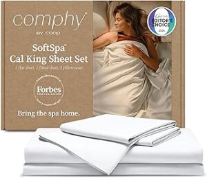 Coop Home Goods Comphy SoftSpa Bed Sheet Set of 4 Pieces, White Cal King, Super Soft California King Sheets, Flat and Fitted, Luxury Spa and Hotel Quality Bed Sheets and Pillowcase Set