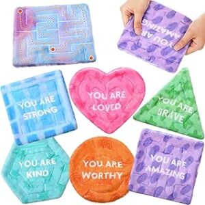 6 Pack Marble Maze Mat Bulk Sensory Fidget Stress Relief Anxiety Calming Toys Soft Fabric Tactile Pad for Kid Children Adult Autism Classroom Rewards Home School Supply Gift (Assort Style)
