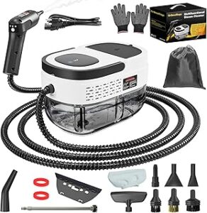 Handheld Steam Cleaner, 2500W High Pressure Steam Machine, 1.6L Water Tank, 3 Levels Adjustable Handle, Portable Cleaning Steamer for Home, Car Detailing, Bed Bugs, Furniture, Couch, Grout (White)