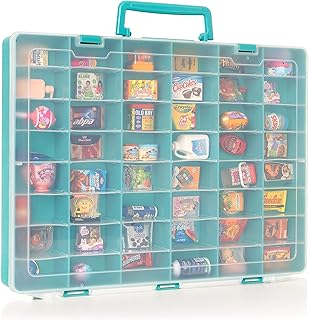 MYMOON HOME Plastic Toy Storage Case Compatible with Mini Brands Collector Toys, Shopkins, Real Littles, and LOL Surprise Series 1, 2, 3, 4, Collectible Compartments for Miniatures (Teal)