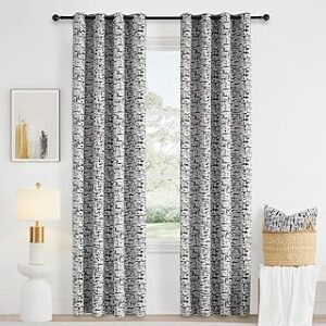 GIGIZAZA Black Ivory Modern Curtains 108 inches Long for Living Room 2 Panels Texture Velvet Jacqaurd Chenille Semi Blackout Window Drapes for Bedroom Home Decor Curtains