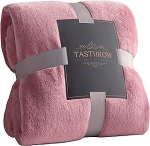 TASTHROW Large Flannel Fleece Throw Blanket, 50×70 Inch - Cozy Lightweight Thick Blanket - All Seasons Suitable for Women, Men and Kids (Pink)