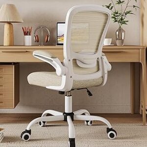 Mimoglad Home Office Chair, High Back Desk Chair, Ergonomic Mesh Computer Chair with Adjustable Lumbar Support and Thickened Seat Cushion (Modern, Beige)
