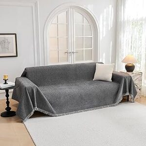 MYSKY HOME Oversized Couch Cover Sofa Covers Couch Covers for 3 Cushion Couch Sofa Pet Friendly L Shaped Couch Cover Sectional Couch Cover Non Slip Furniture Protector for Kids, 91"x150", Dark Grey