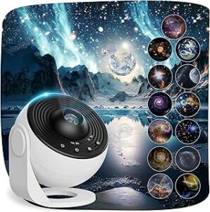 Planetarium Projector for Bedroom, 13 in 1 Star Projector Galaxy Light, Ceiling Night Light Milky Way Mood Lighting with Timer, LED Space Galaxy Lamp Bedroom Room Decor for Adults Kids - White