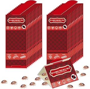 Qualirey 24 Pack Bed Bug Traps, Non Toxic Bedbug Detector for Bed Legs, Red and Black Design Bedbug Interceptors Attracts Bedbugs, Early Detection Glue Traps, Indoor Bug Control for Home Travel
