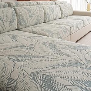 Sofa Cover Washable Sectional Couch Covers Sofa Slipcovers for 3 Cushion Couch Pet Friendly L Shaped Couch Protector Leaf Printed Covers for Dogs Kids