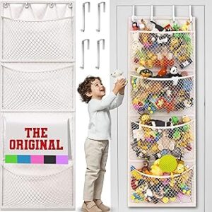The Original Stuffed Animal Storage (Patent Pending) - Over Door Organizer for Stuffies, Baby Ideas Holder, Toy Plush/Hammock Hanging Storage Net Big Girls Toddler Large Bag Animals